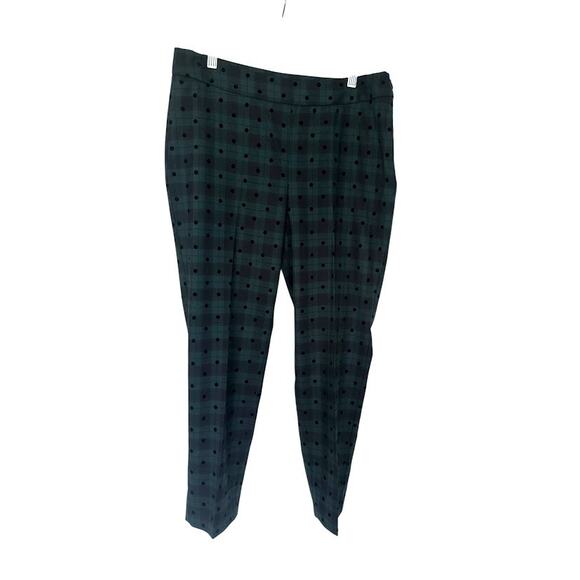 Talbots Pants Heritage Size 10P Green Black Polka Dot Straight High Rise - Picture 1 of 10
